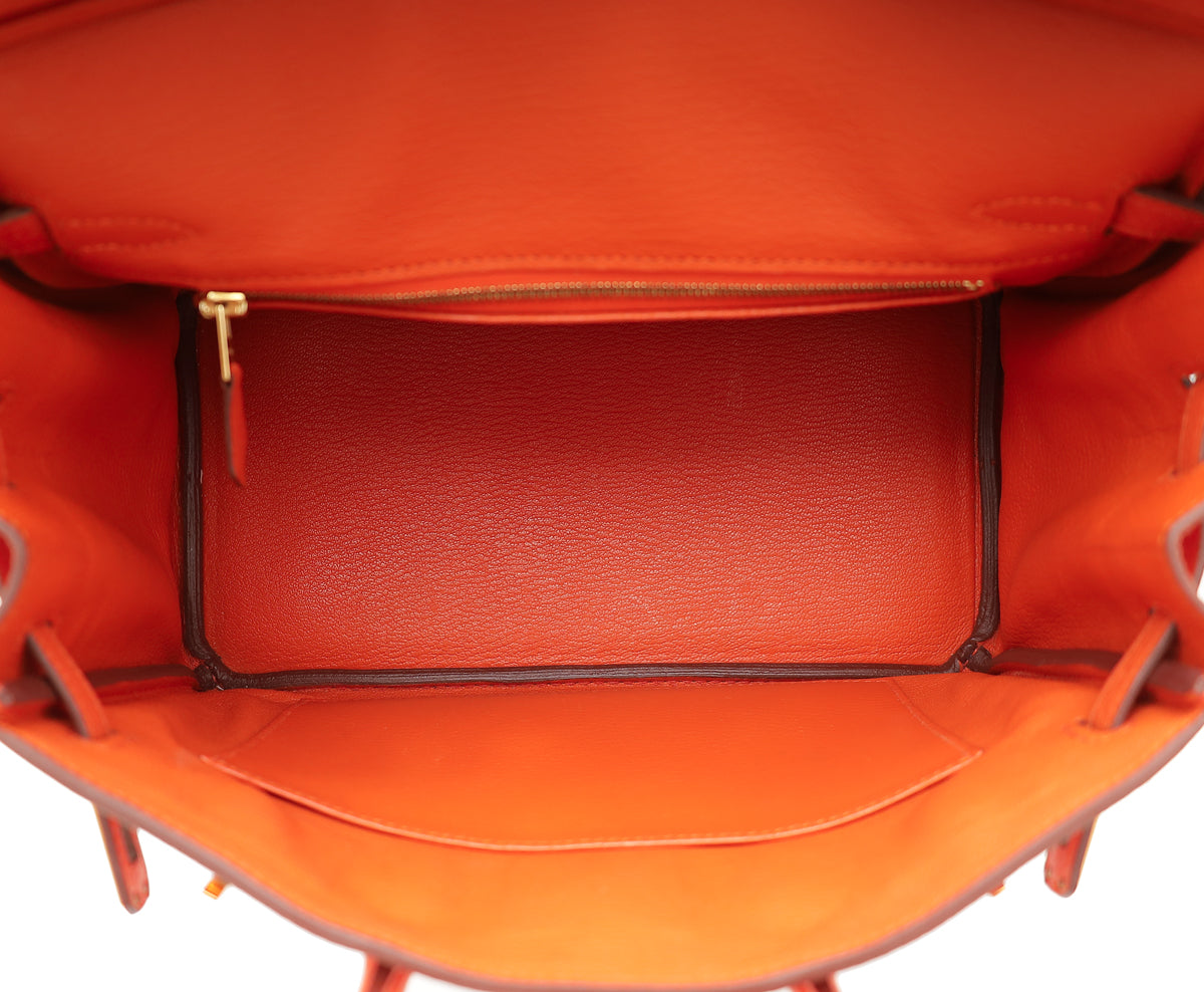 Hermes Orange Retourne Birkin 25 Bag