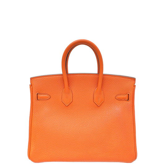 Hermes Orange Retourne Birkin 25 Bag