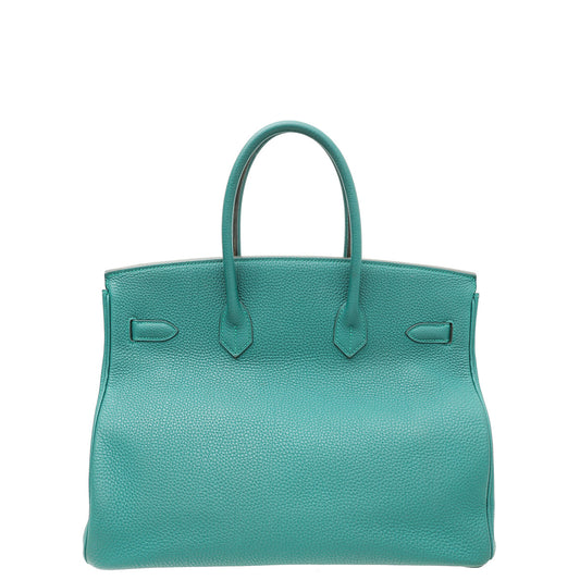 Hermes Malachite Retourne Birkin 35 Bag