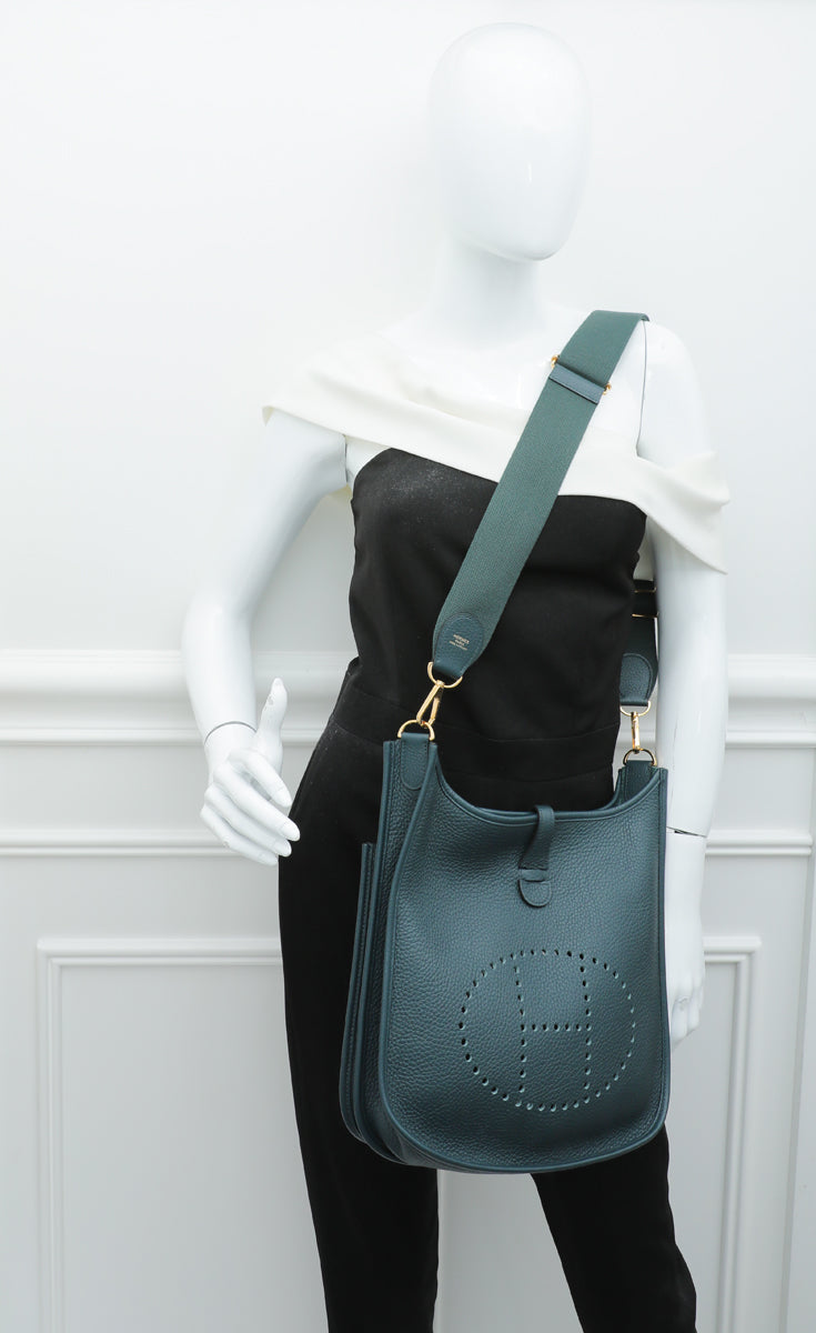 Hermes Vert Bosphore Evelyne III PM Bag