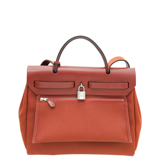 Hermes Rouge H Toile Herbag PM Bag