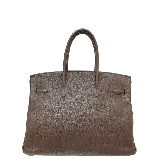 Hermes Chocolate Retourne Birkin 35 Bag