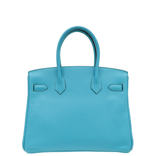 Hermes Turquoise Retourne Birkin 30 Bag