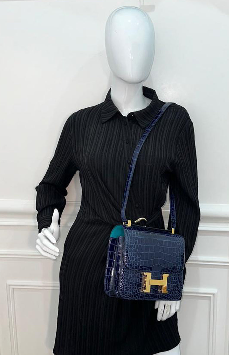 Hermes Bicolor Shiny Alligator Verso Constance 24 Bag