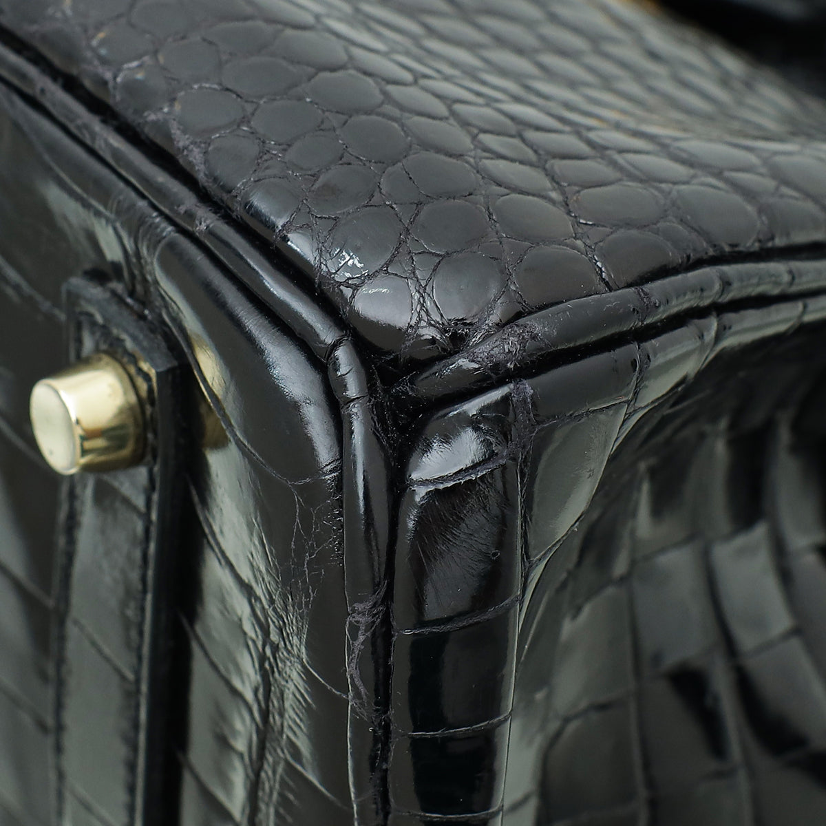 Hermes Noir Crocodile Porosus Birkin 35 Bag