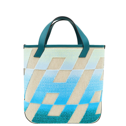 Hermes Multicolor Cabas H En Biais 27 Toile Tufte Bag