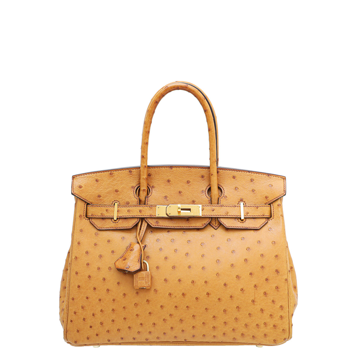 Hermes Saffron Ostrich Birkin 30 Bag