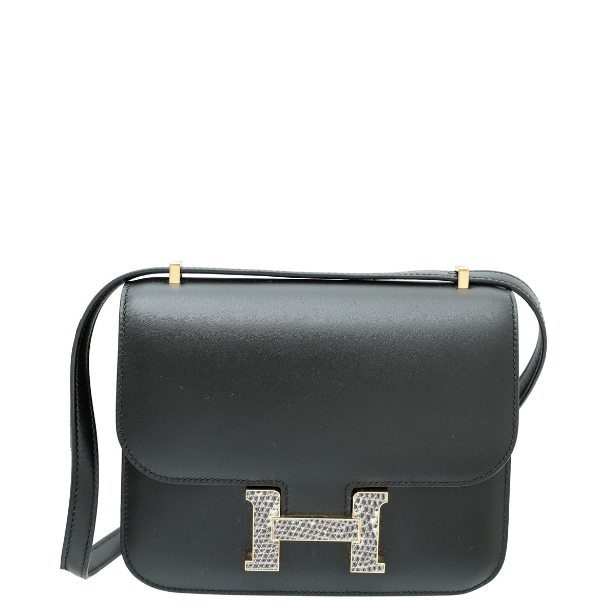 Hermes Noir Constance III Mini Tadelakt Lizard Lock Bag