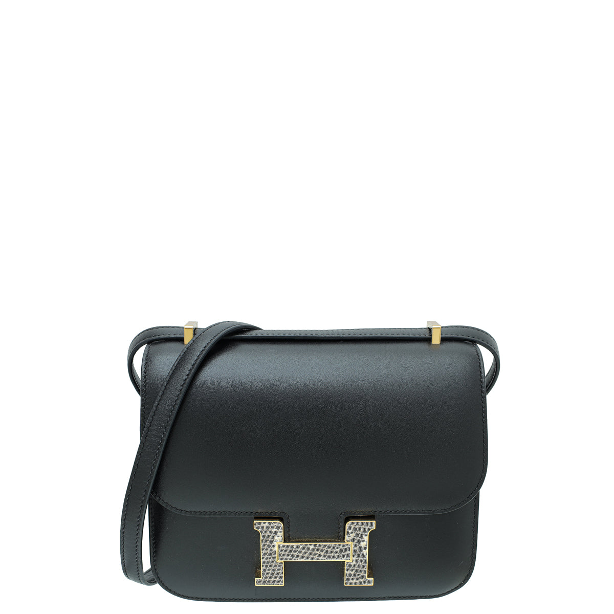 Hermes Noir Constance Mini Tadelakt Lizard Lock 18 Bag