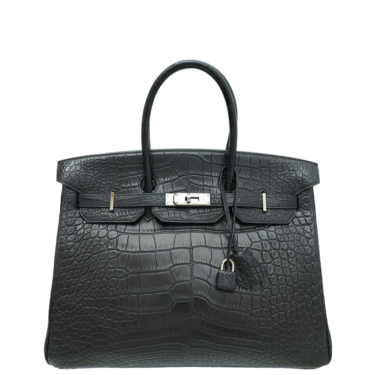 Hermes Noir Alligator Birkin 35 Bag