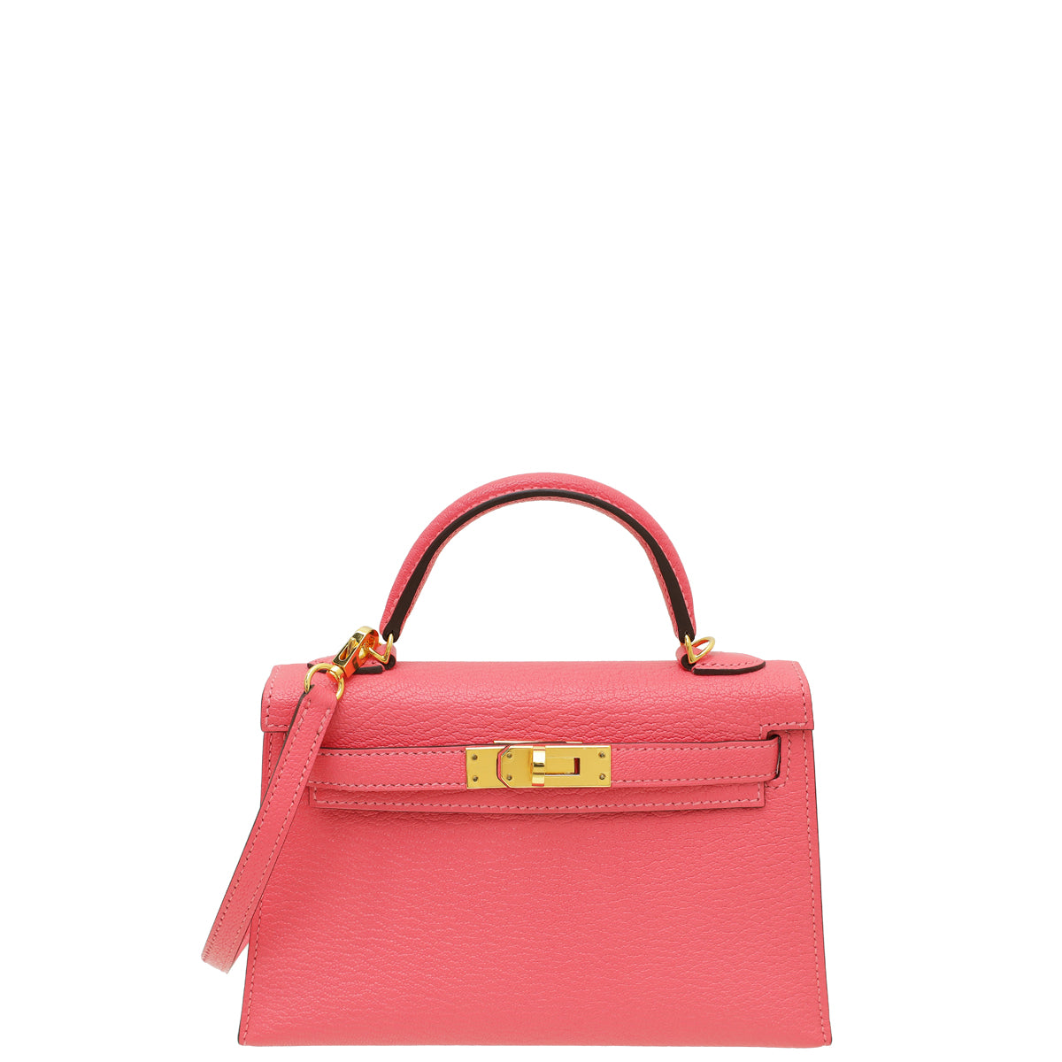 Hermes Rose Lipstick Chevre Mysore Mini Kelly Bag