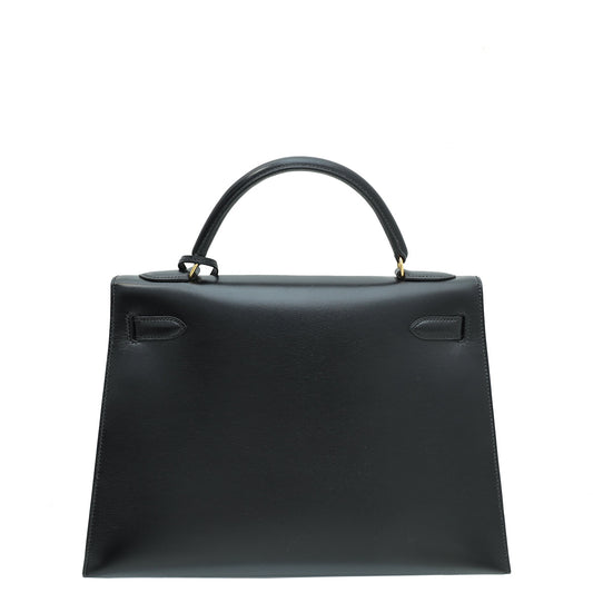 Hermes Noir Box Kelly 32 Bag