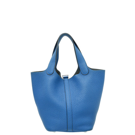 Hermes Bleu Zellige Picotin Lock 18 Bag