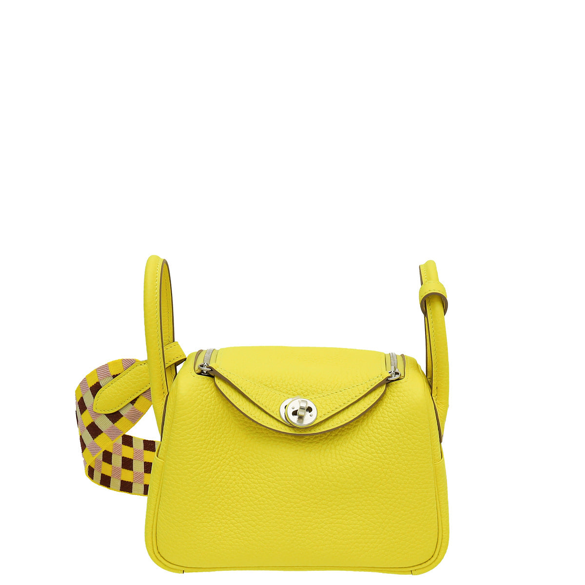 Hermes Multicolor Mini Lindy Bag W/ Sangle Maxi Quadrille Strap