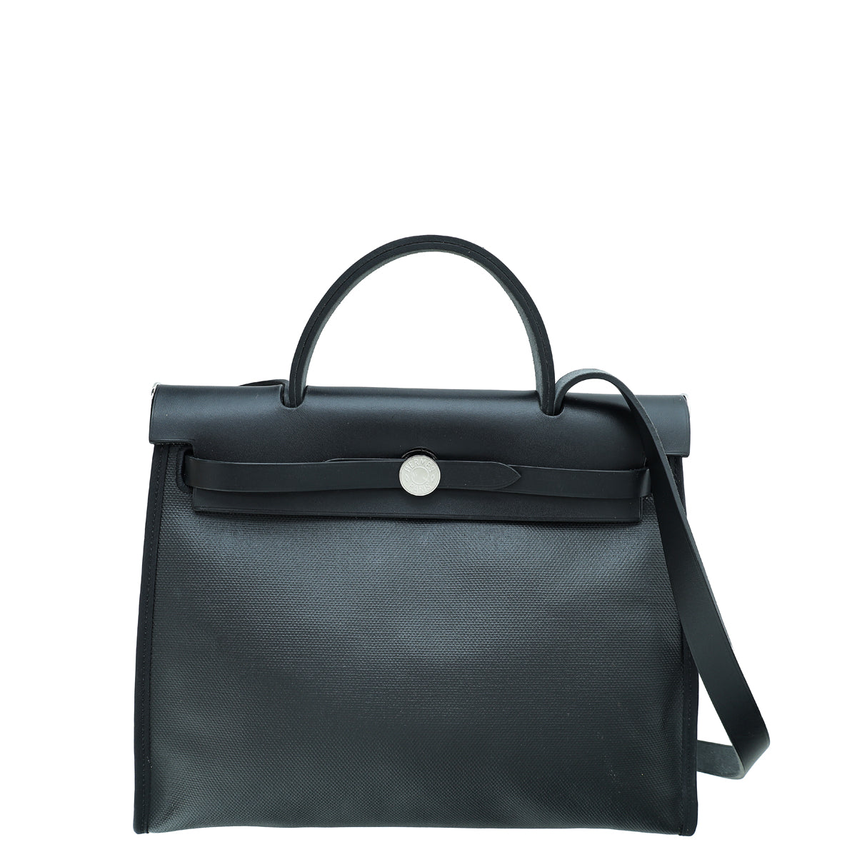 Hermes Noir Herbag PM Toile H Berline Vache Hunter Bag