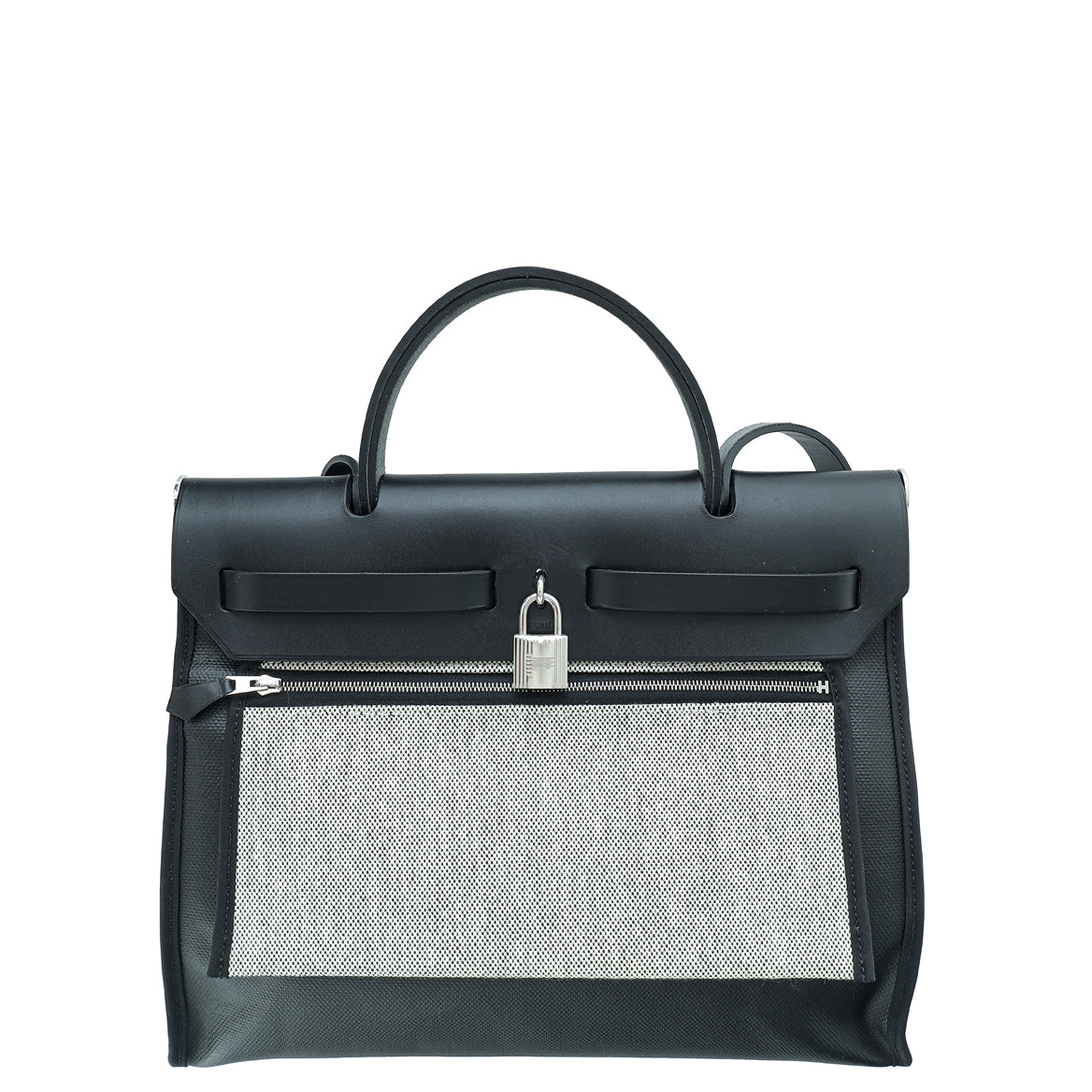 Hermes Noir Herbag PM Toile H Berline Vache Hunter Bag