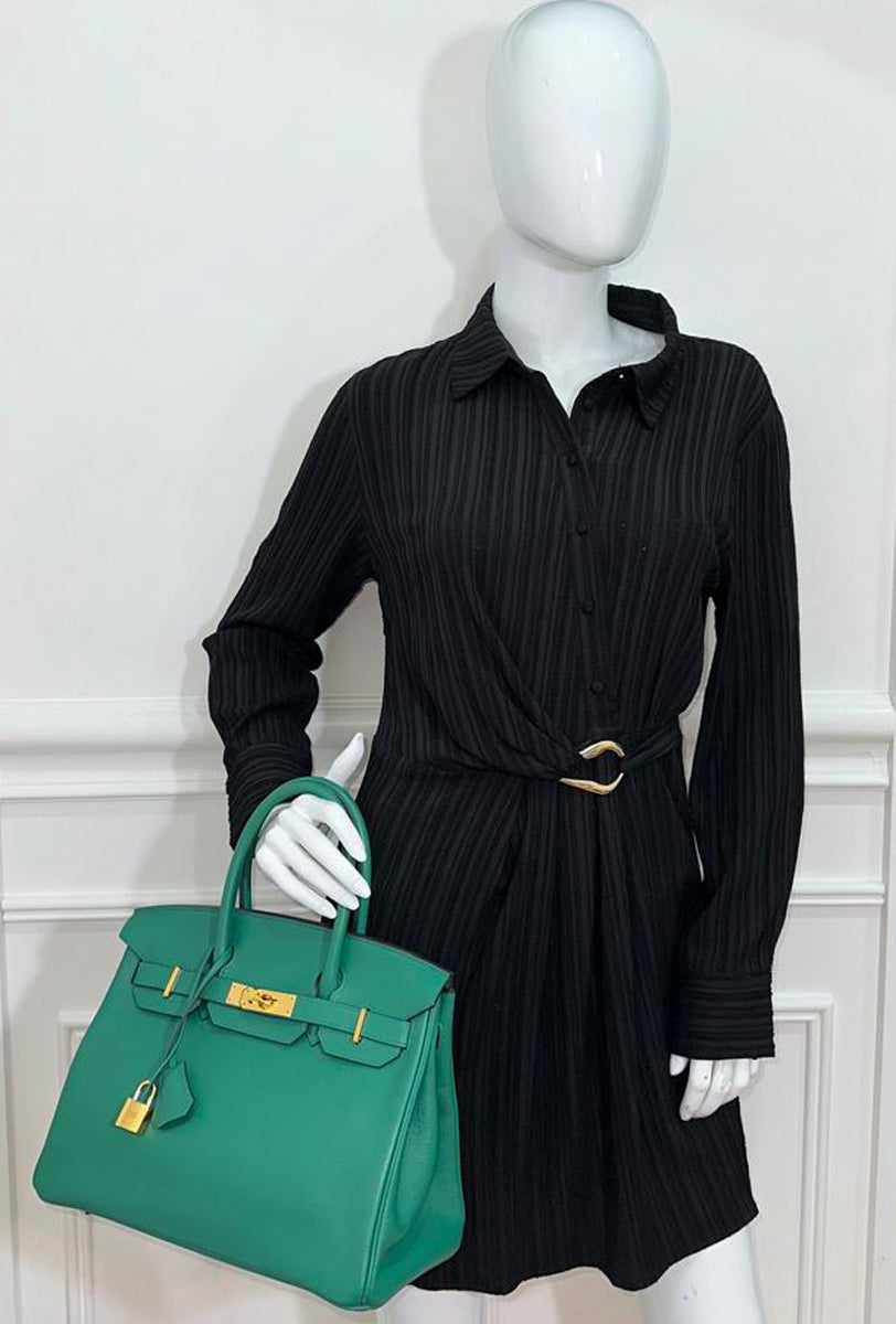 Hermes Vert Vertigo Retourne Birkin 30 Bag