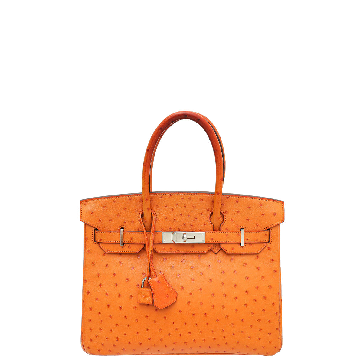 Hermes Tangerine Ostrich Birkin 30 Bag