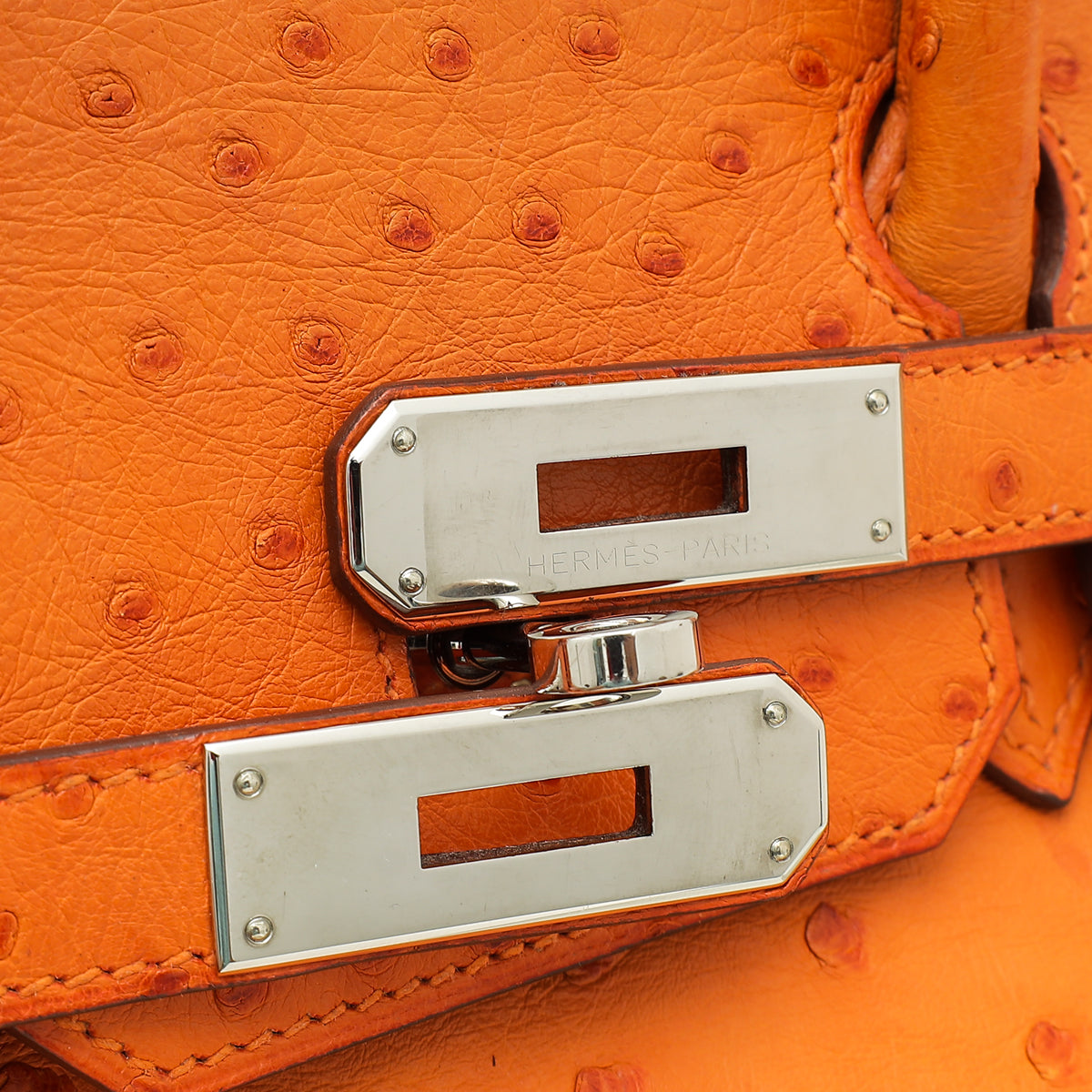 Hermes Tangerine Ostrich Birkin 30 Bag