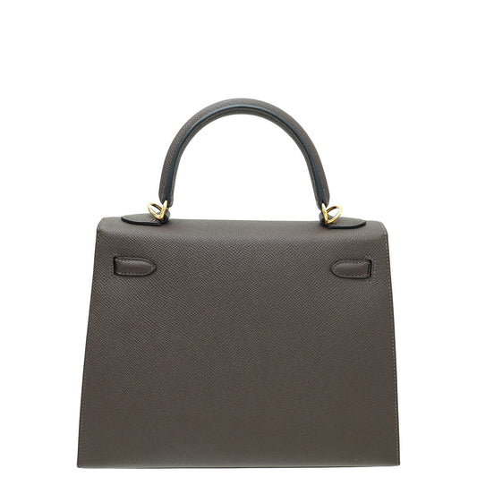 Hermes Chocolate Sellier Kelly 25 Bag