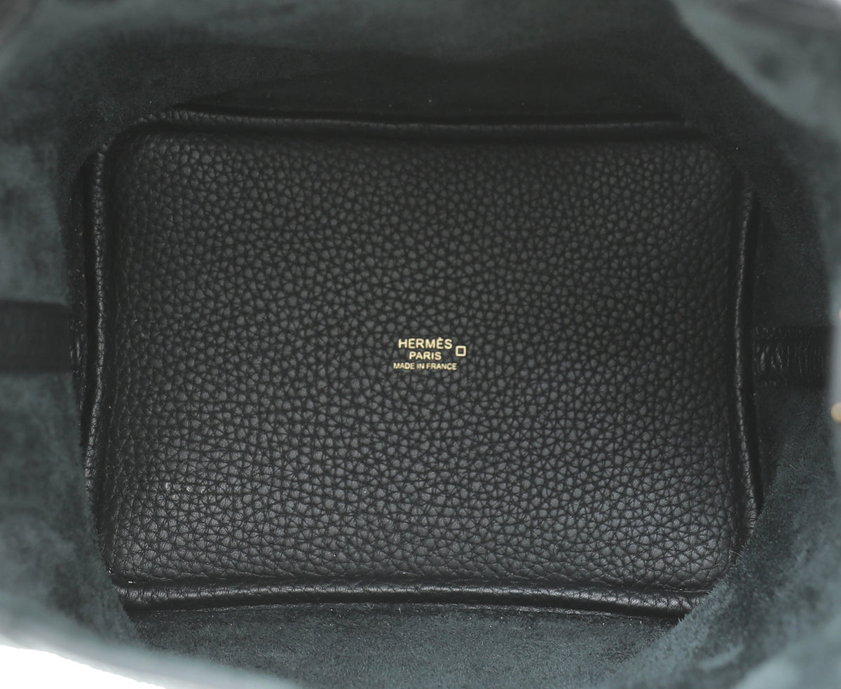 Hermes Noir Alligator Mat Handle Picotin Lock 18 Bag