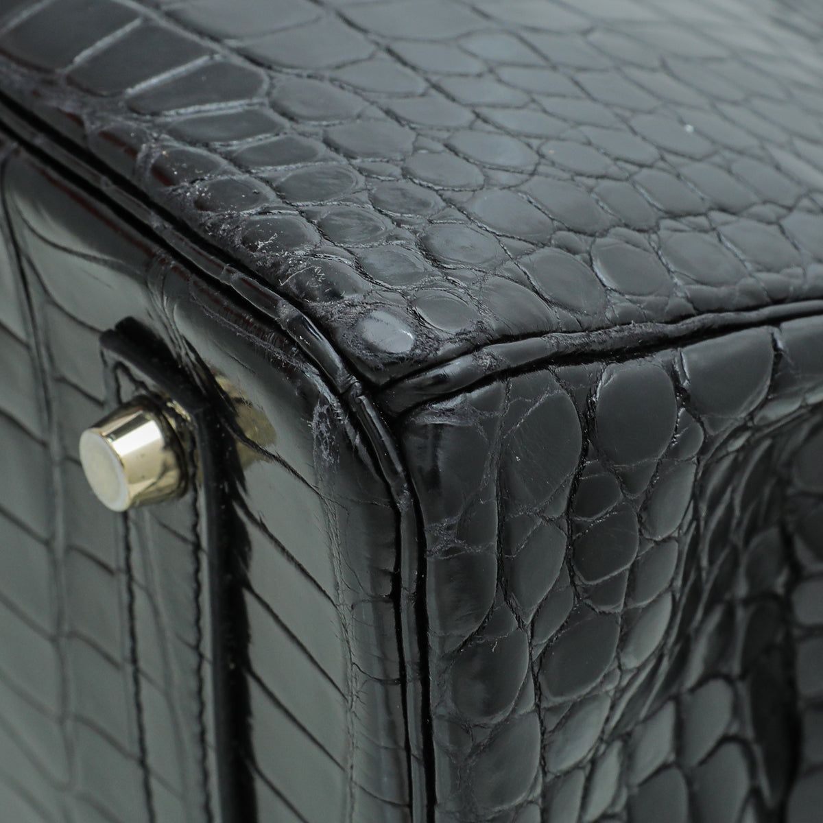 Hermes Noir Crocodile Porosus Birkin 35 Bag