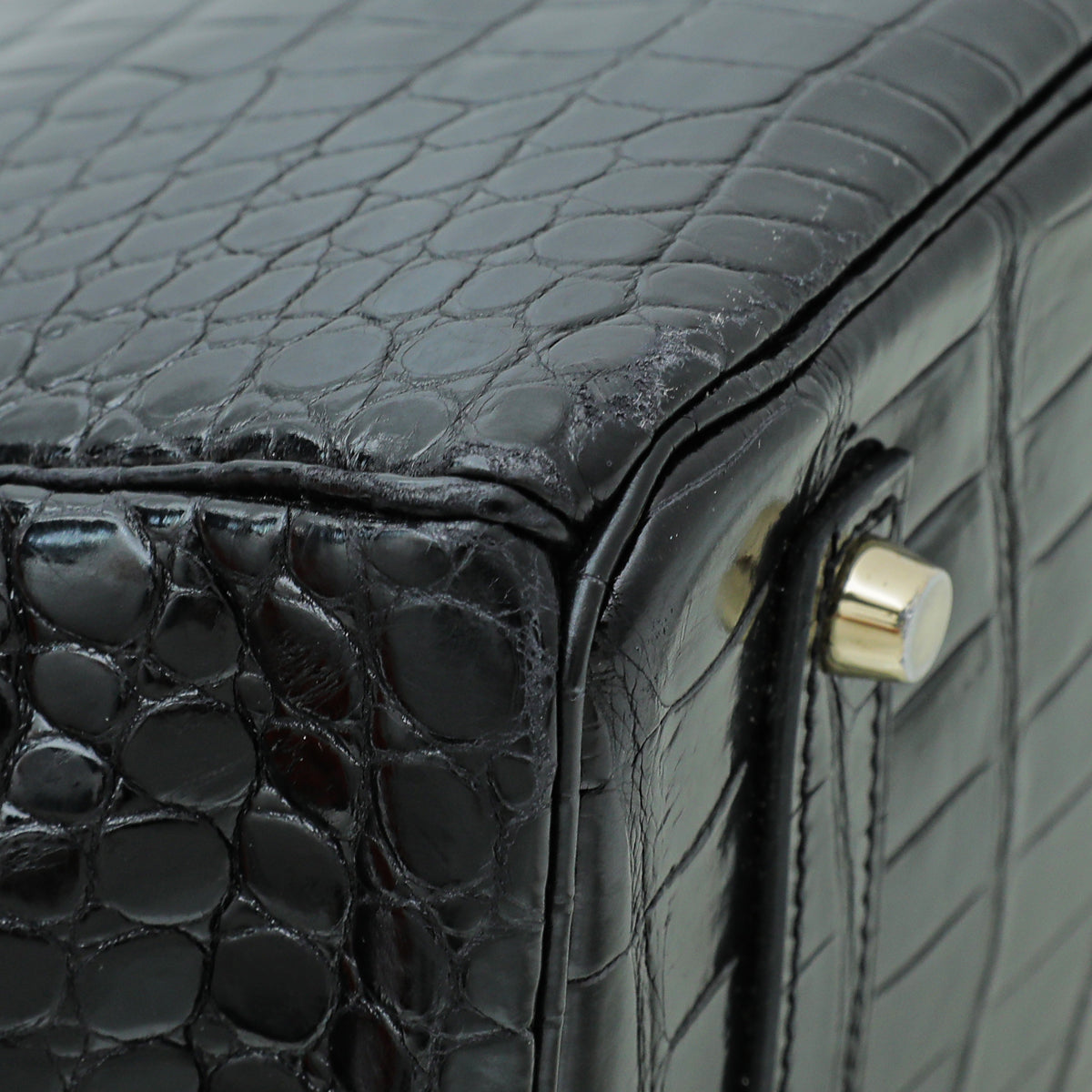 Hermes Noir Crocodile Porosus Birkin 35 Bag