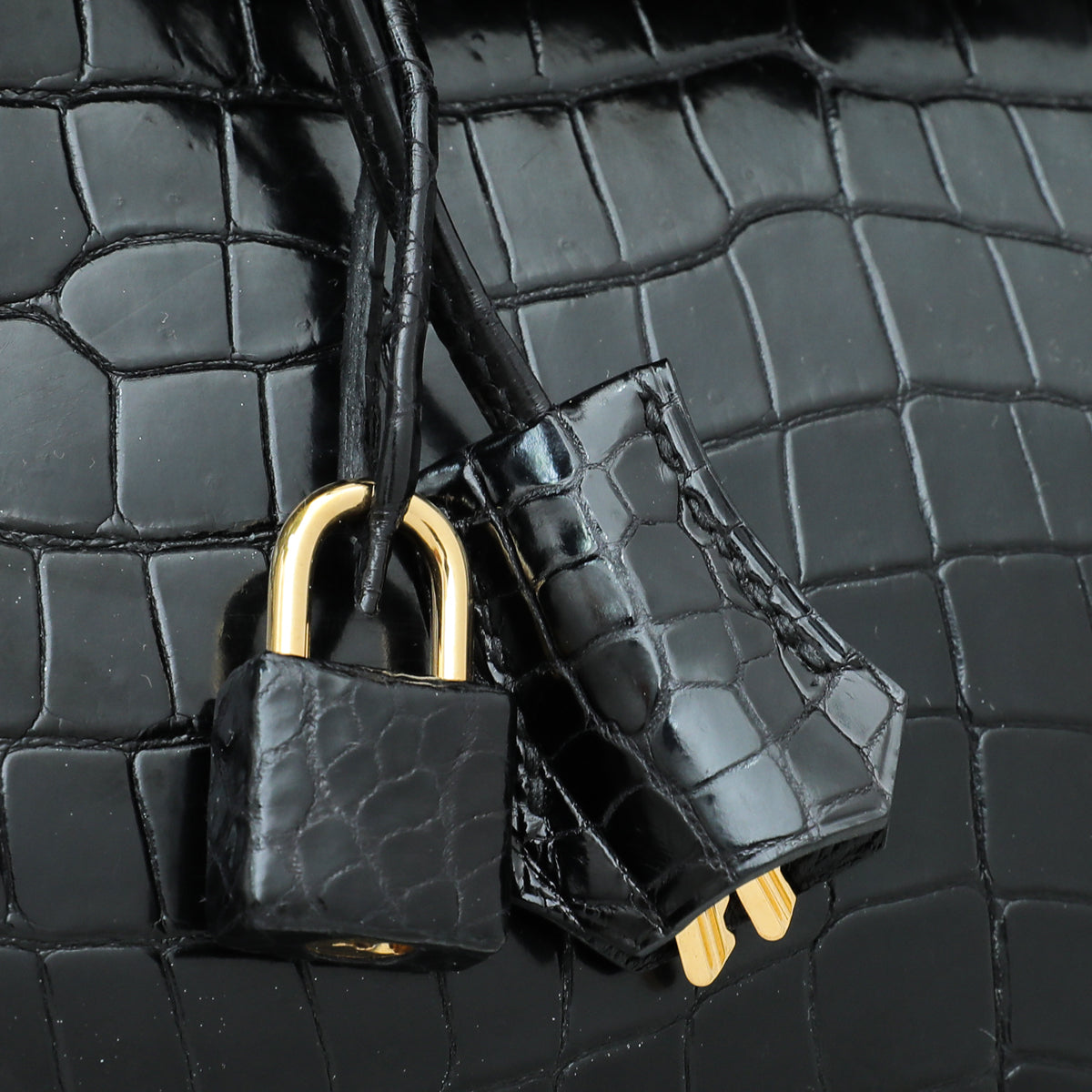 Hermes Noir Crocodile Porosus Birkin 35 Bag