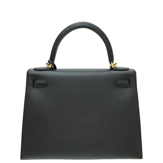 Hermes Noir Sellier Kelly 28 Bag