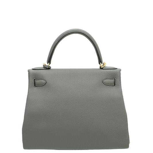 Hermes Gris Etain Retourne Kelly 28 Bag