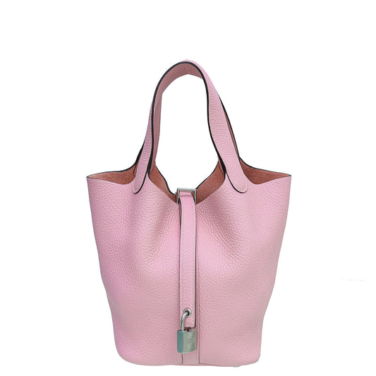 Hermes Rose Sakura Picotin Lock 18 Bag