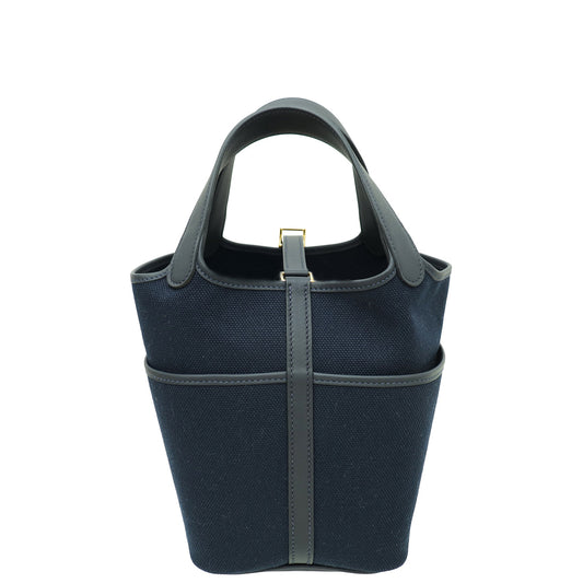 Hermes Bleu Marine Cargo Toile Goeland & Swift Picotin Lock 18 Bag