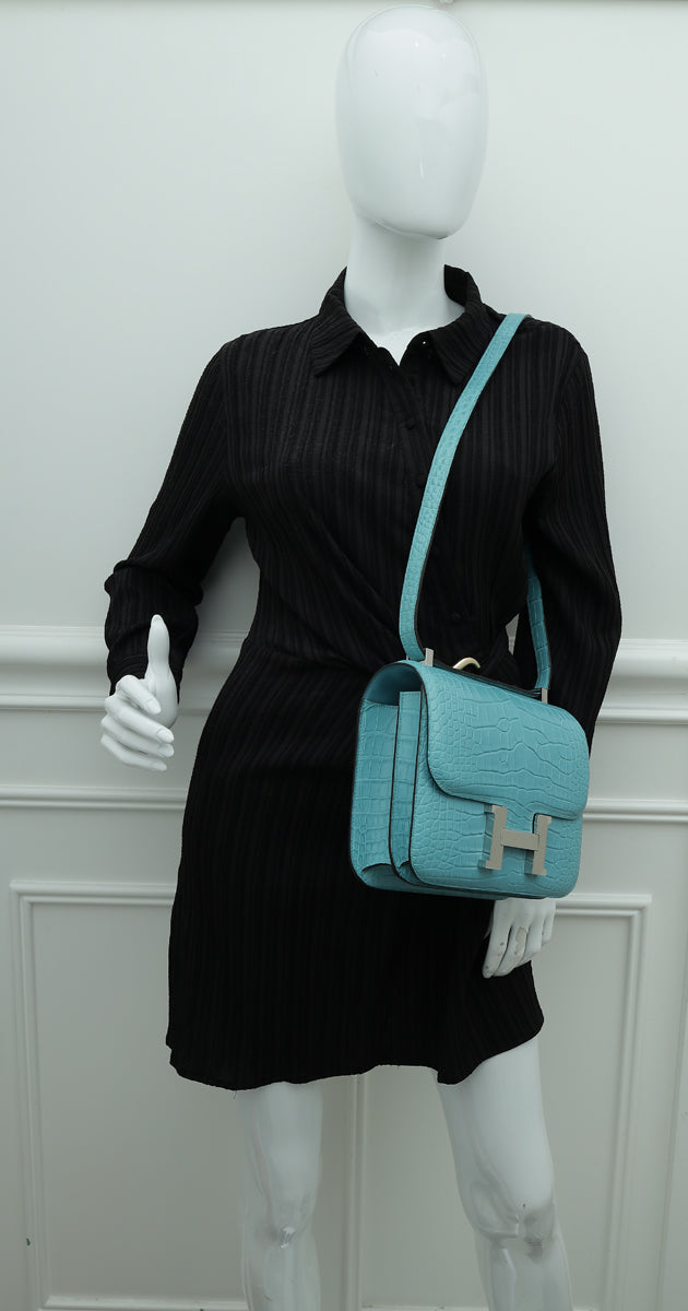 Hermes Bleu Saint Matte Alligator Constance 24 Bag