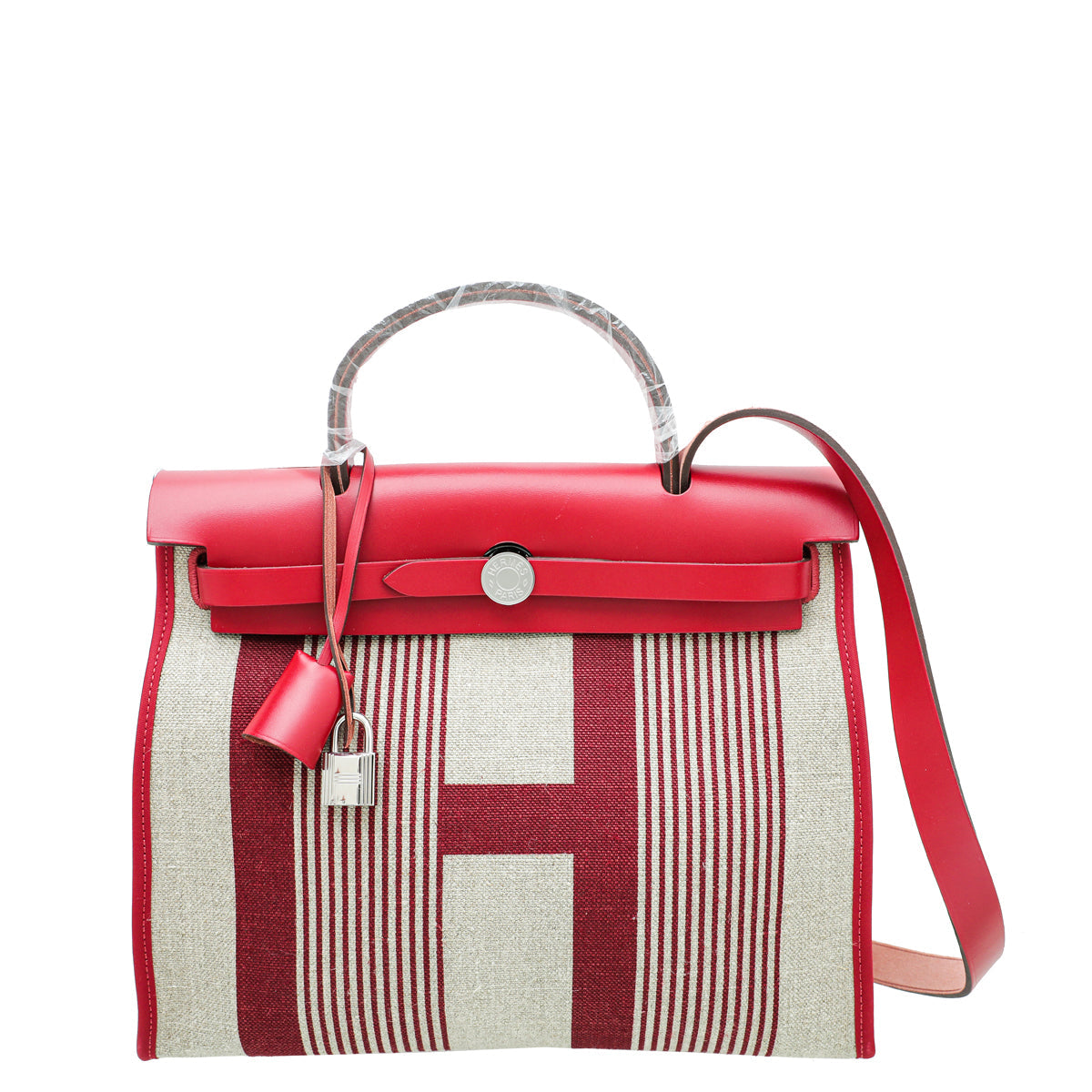 Hermes Bicolor Vache Hunter Toile H Vibration Herbag Zip Retourne 31 PM Bag