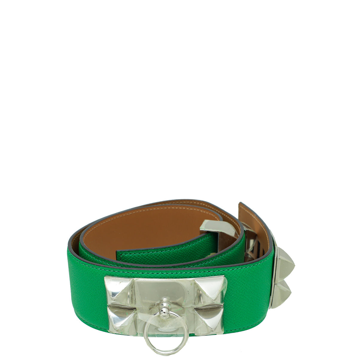 Hermes Bamboo Green Collier De Chien 50 Belt