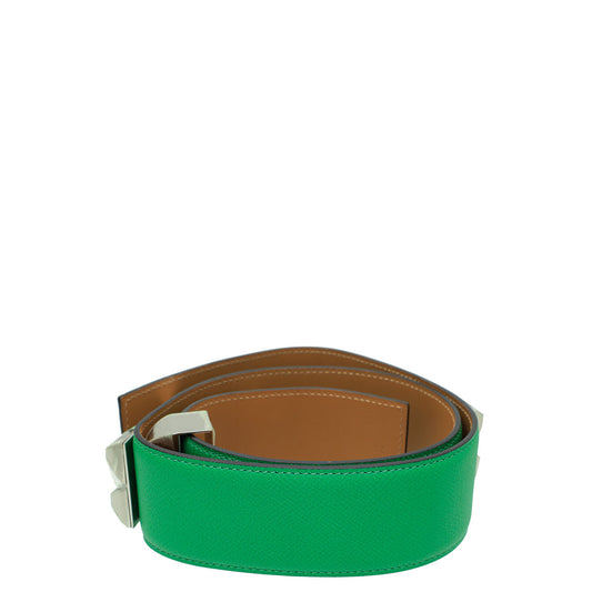 Hermes Bamboo Green Collier De Chien 50 Belt