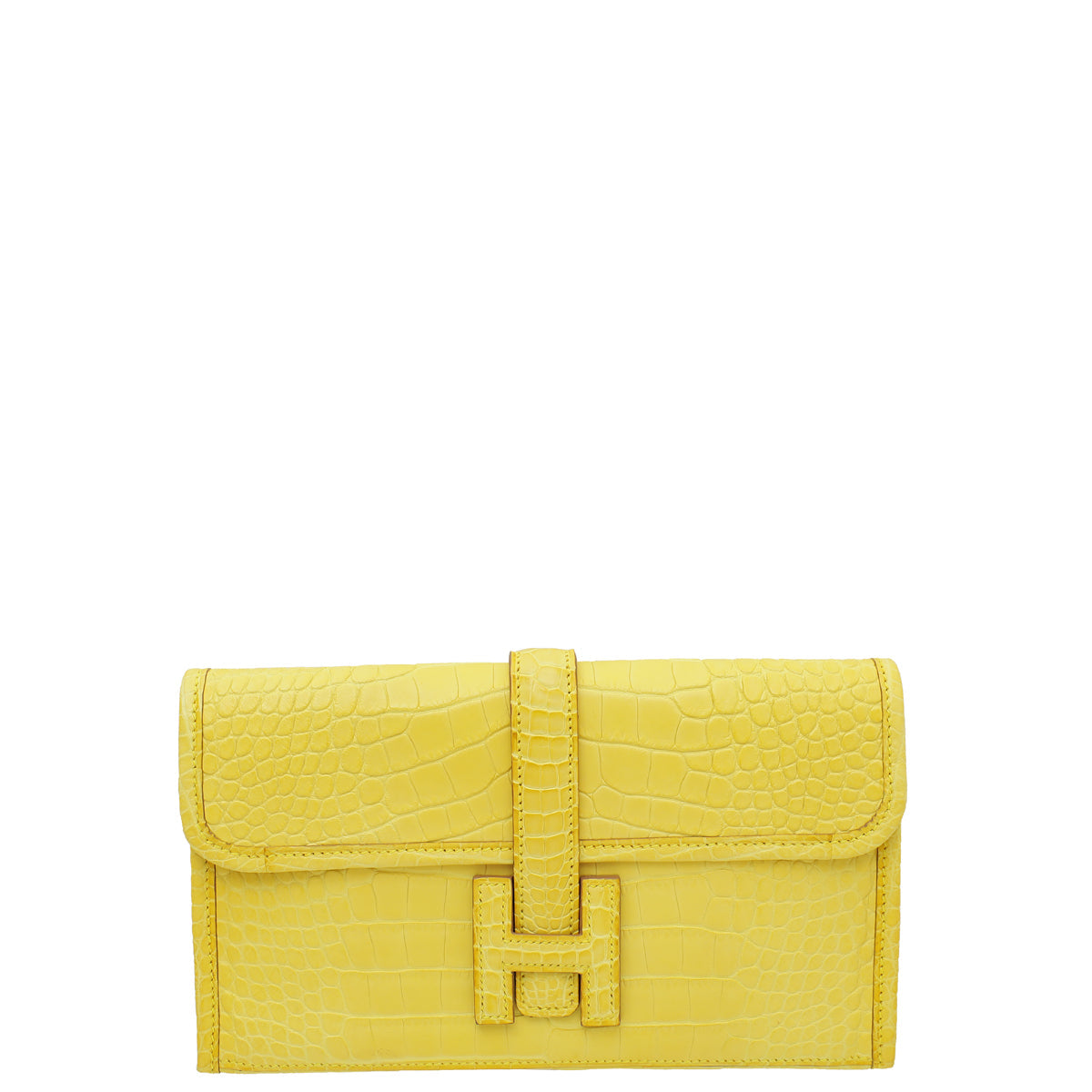 Hermes Mimosa Matte Alligator Jige Duo Clutch