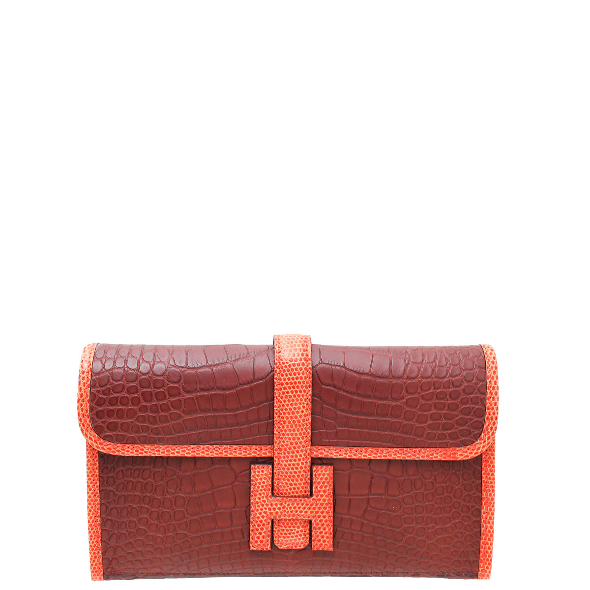 Hermes Bicolor Matte Alligator Lizard Jige Duo Clutch