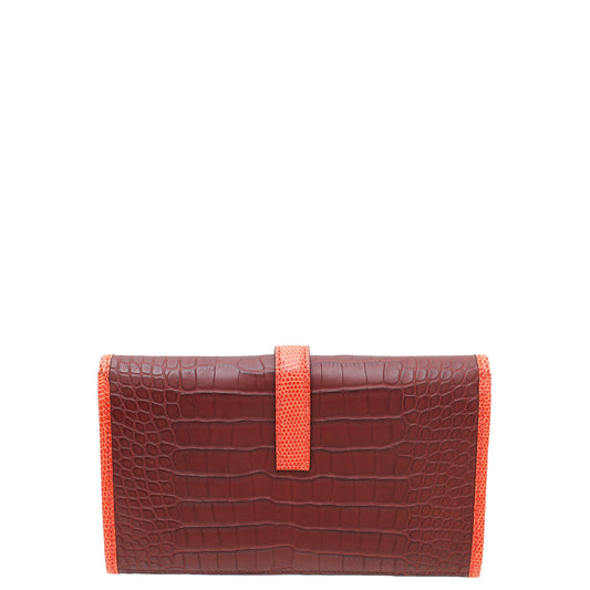 Hermes Bicolor Matte Alligator Lizard Jige Duo Clutch