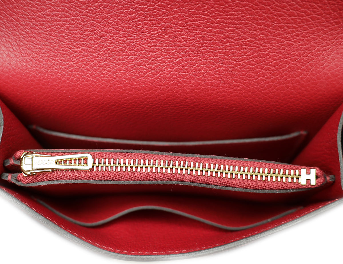 Hermes Rouge H Constance Evercolor Slim Wallet