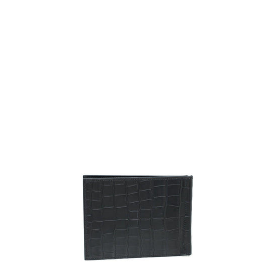 Hermes Noir Alligator Poker Mississippiensis Compact Wallet