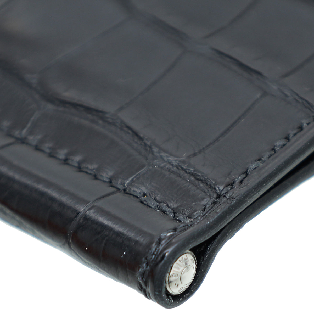 Hermes Noir Alligator Poker Mississippiensis Compact Wallet