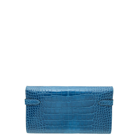 Hermes Bleu Izmir Alligator Kelly Classic Wallet