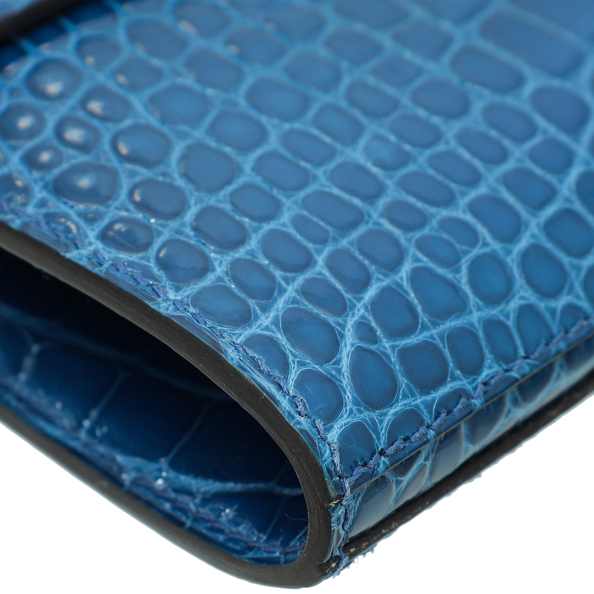 Hermes Bleu Izmir Alligator Kelly Classic Wallet