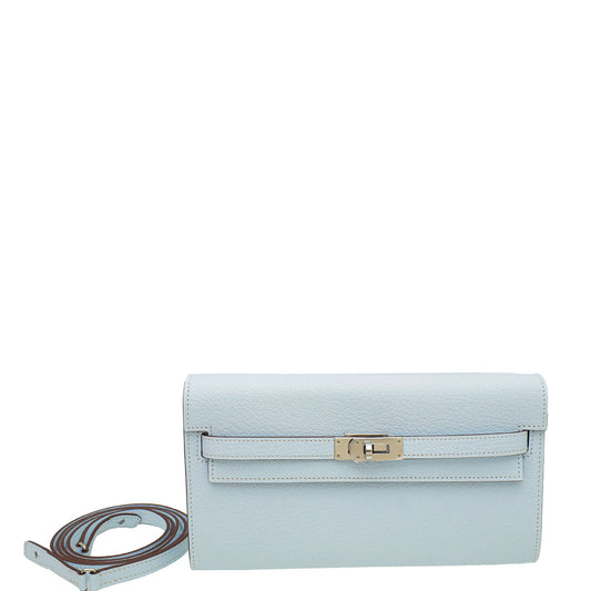 Hermes Blue Brume Kelly Classique To Go Wallet