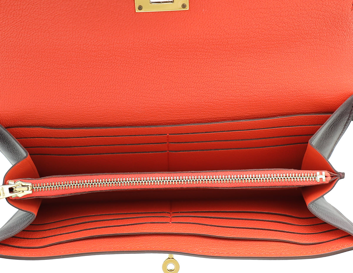 Hermes Rouge H Terre Battue Ghillies Verso Classic Kelly Wallet