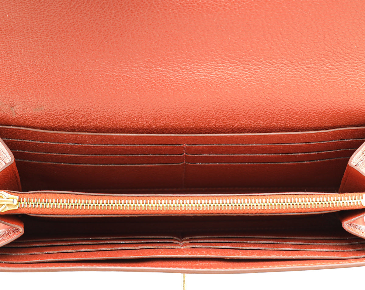 Hermes Cognac Ostrich Kelly Classic Wallet