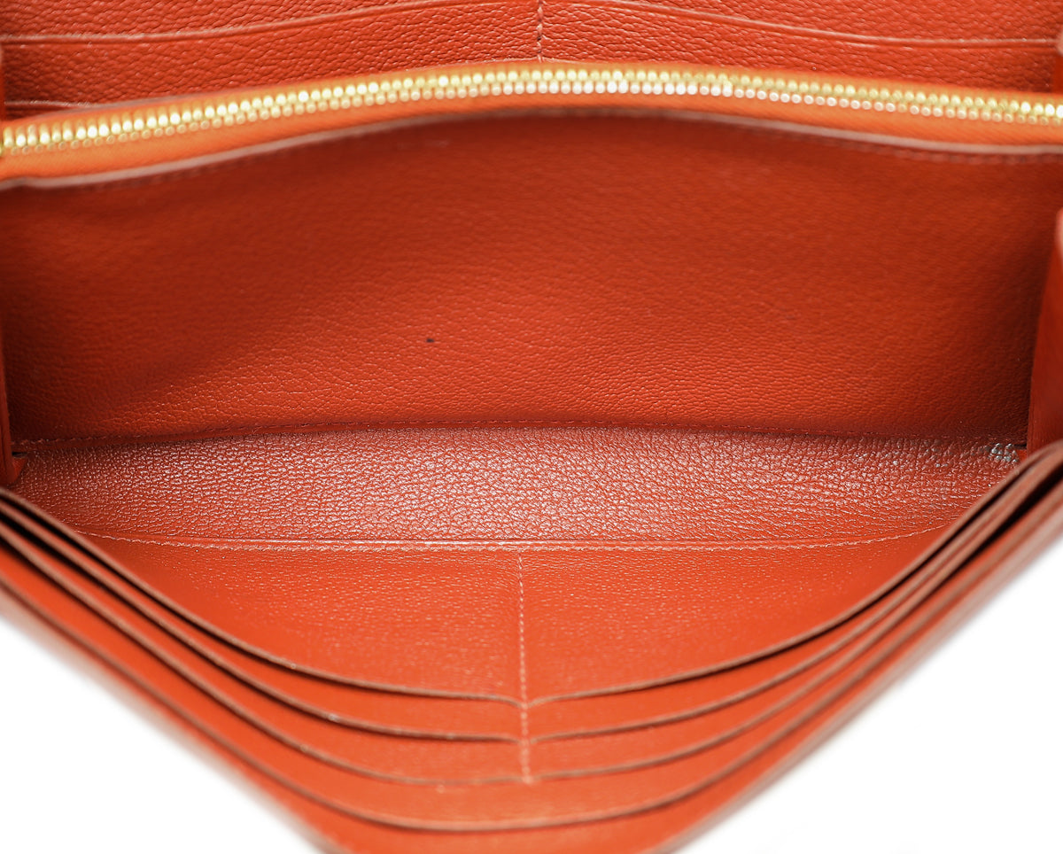 Hermes Cognac Ostrich Kelly Classic Wallet