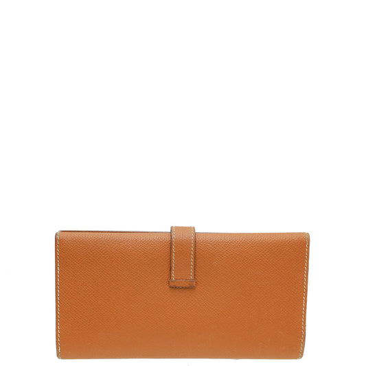 Hermes Gold Trifold Bearn Wallet