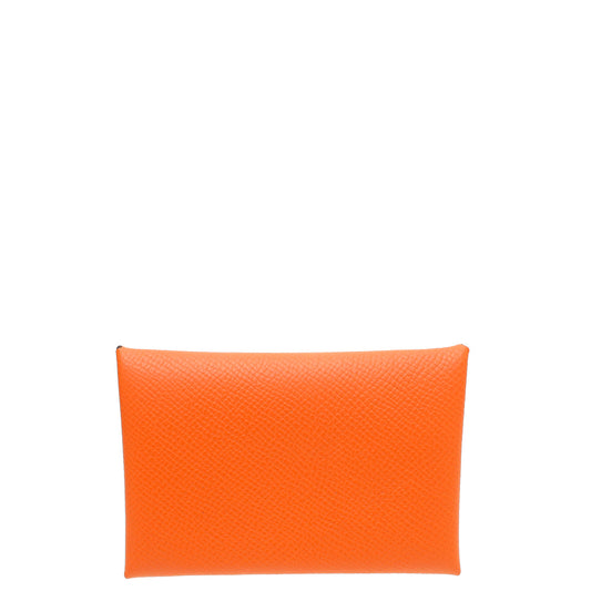 Hermes Bicolor Calvi Card Holder (Horse Shoe Stamped W/ SMS Initials)